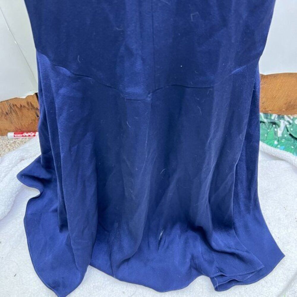 Shoshanna Midnight Montrose 6 Blue Dress Hi Low Navy High Neck Off Shoulder Maxi - Picture 10 of 14